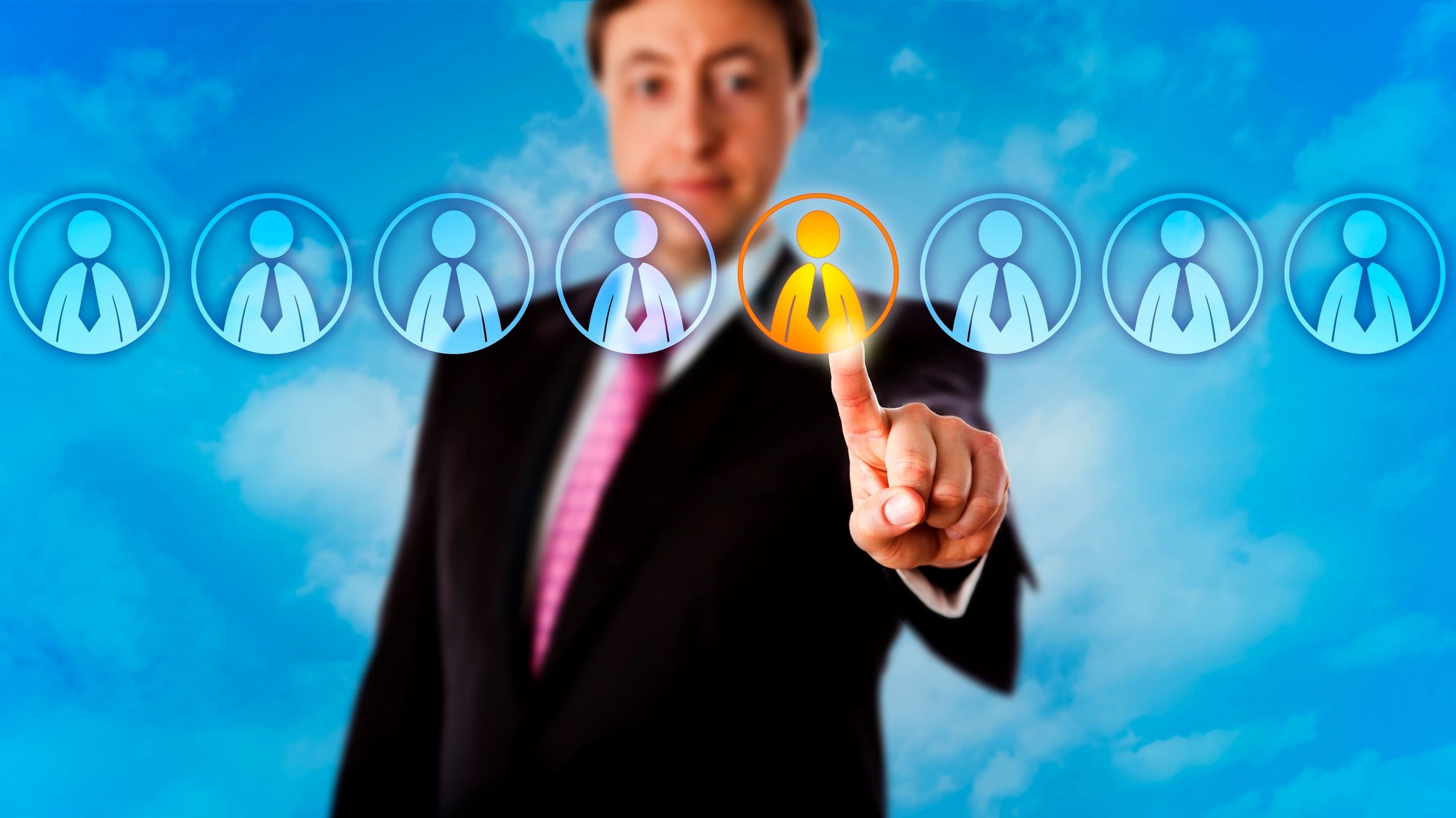 Businessman selecting candidate